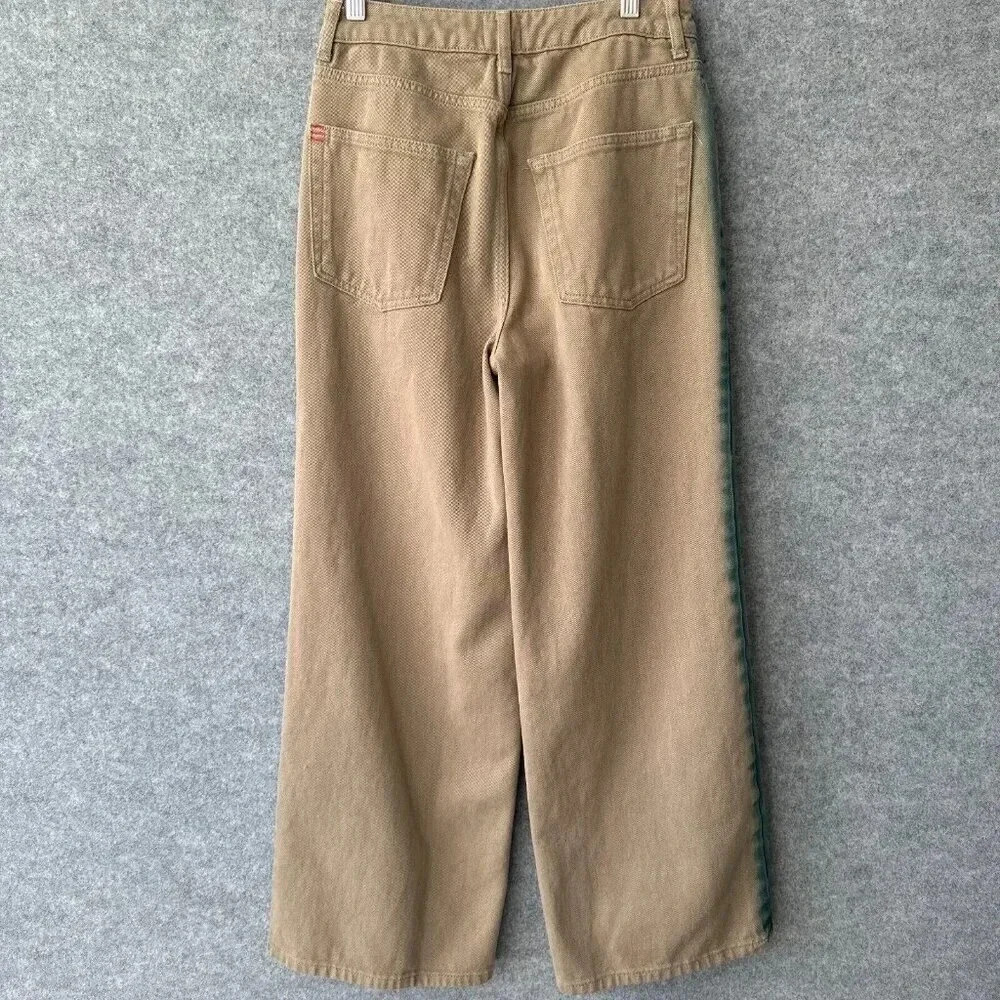 BDG Jeans Womens 27 Tan High and Wide Paint Side Stripe Crop Casual School Denim - Picture 2 of 12